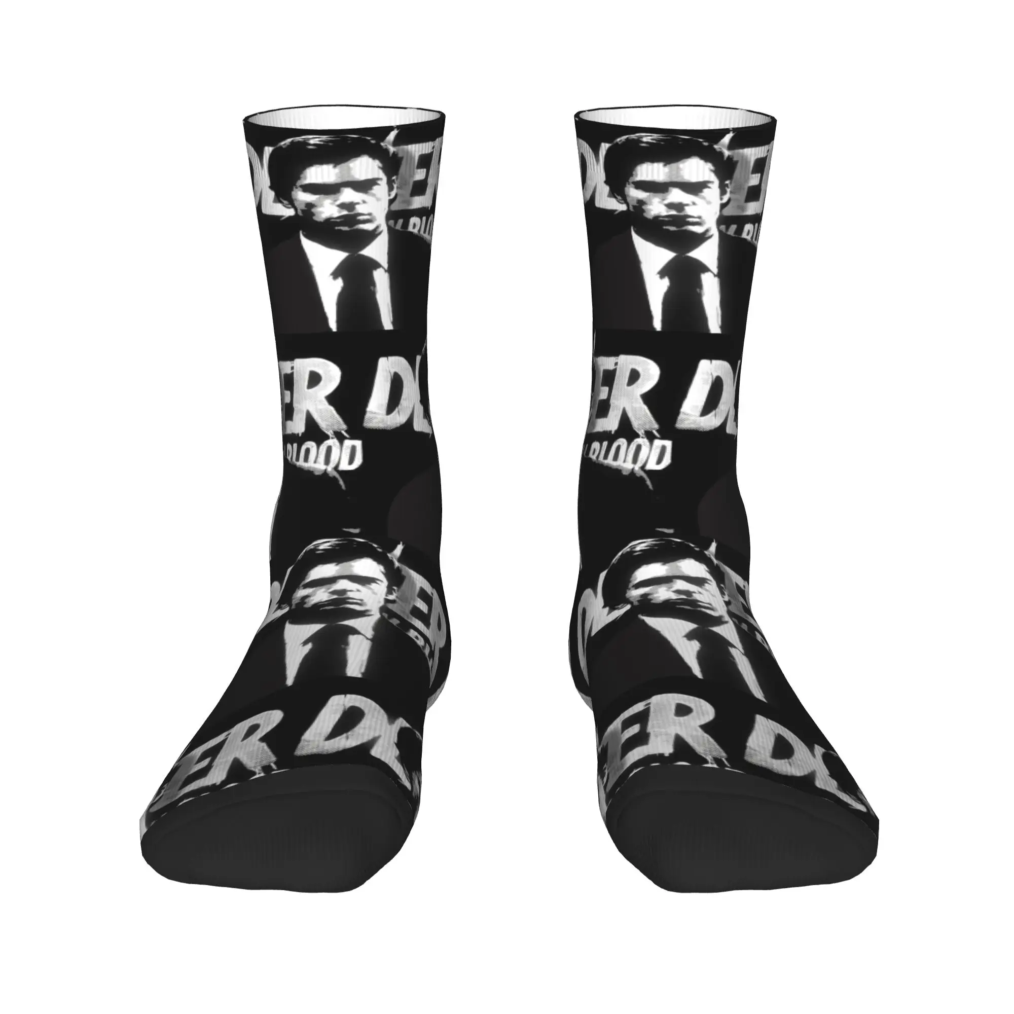 Crazy Design Dexter Morgan Horror Soccer Socks  Polyester Long Socks for Women Men Sweat Absorbing