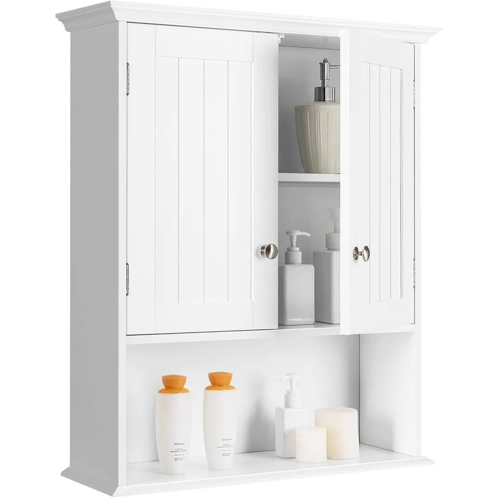 

Wooden Hanging Storage Cabinet with Doors & Shelves, Multipurpose Storage Cabinet for Bathroom Kitchen Living Room