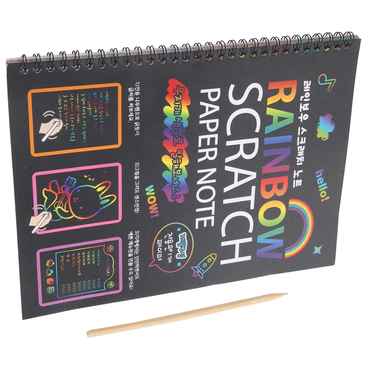 Grande Magic Color Rainbow Scratch Paper Note Book, Brinquedos de desenho preto DIY, Raspagem Pintura Kid Doodle, 19x26cm