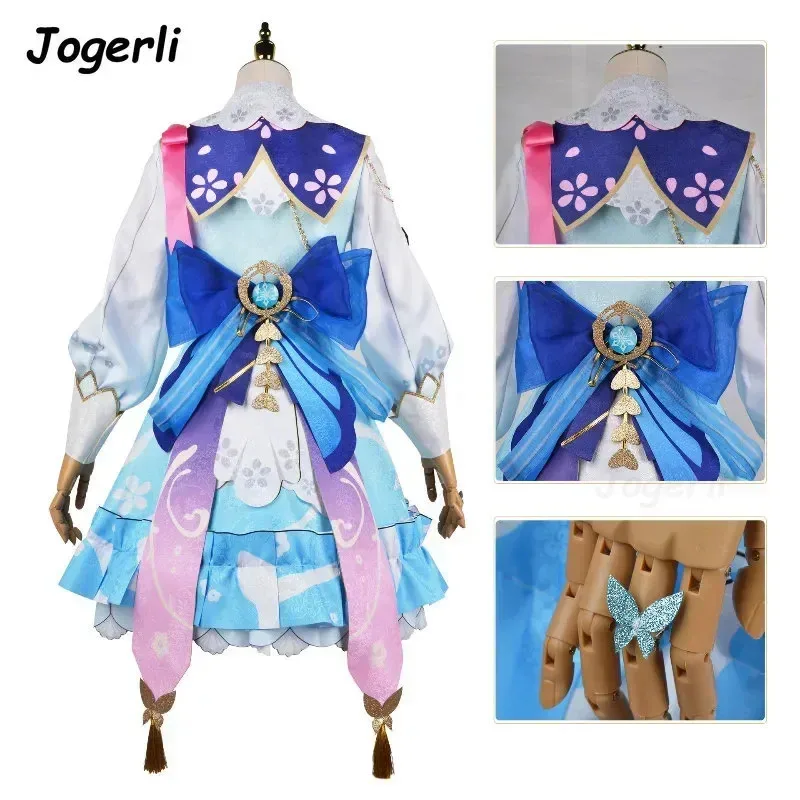 Jogerli Genshin Impact Kamisato Ayaka, disfraz de Cosplay, juego de rol, Springbloom, Missive, Stock listo, peluca, vestido, trajes de mujer