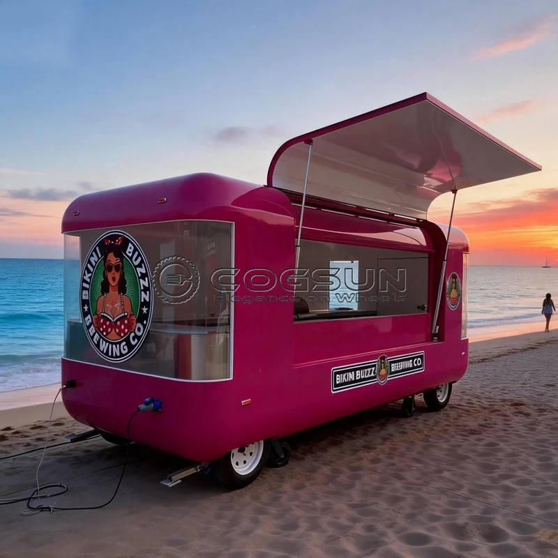 

Фудтрак-прицеп Cogsun: Кофейный киоск, дизайн киоска для еды, кухня из нержавеющей стали, продажа фастфуда и напитков, кейтеринг