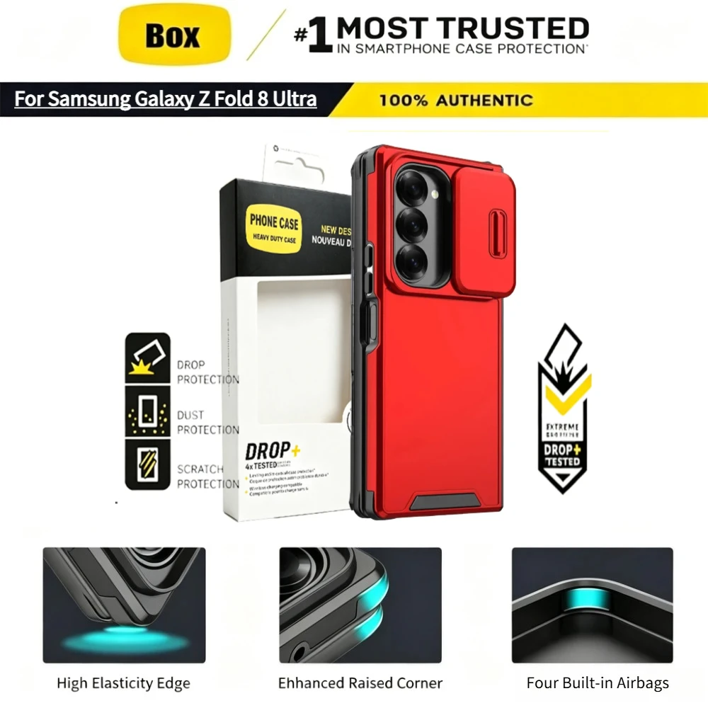 Camera Slide Military Grade Drop Protection Cover for Samsung Galaxy Z Fold 8 Ultra 7 6 5 4 Heavy Duty Shockproof Ott-Box Case