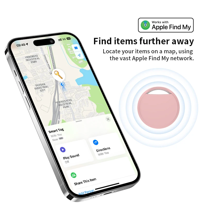 Mini GPS Tracker para Apple iOS System, Tag inteligente para saco de criança, Pet, bicicleta, saco, Anti Loss, localizador Bluetooth, Find My App, novo