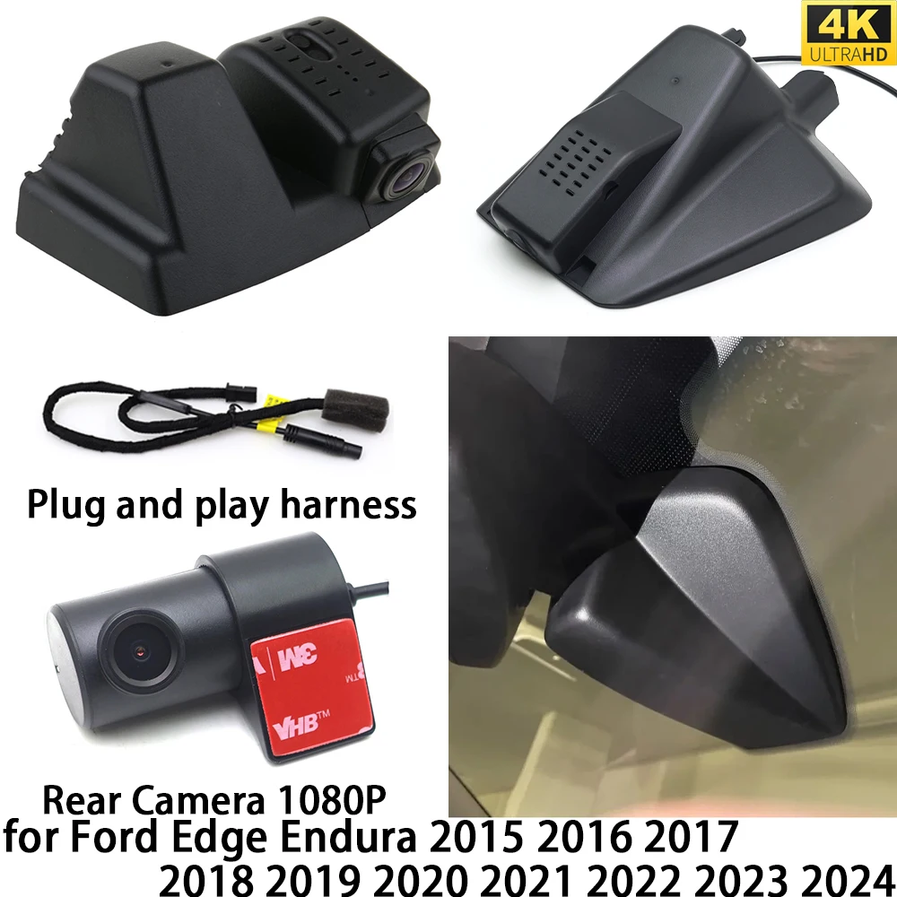for Ford Edge Endura 2015-2024 4K DVR Dash Cam OEM Front Rear Camera Video Recorder Wifi 2160P Loop Recording Night Vision