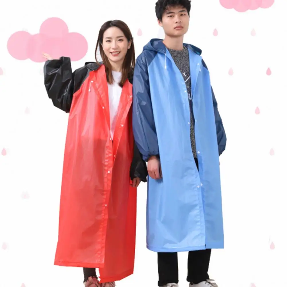 Long Raincoat EVA Rain Jacket Cap Rope Design Anti-Scratch  Practical Buckled Long Adult Raincoat