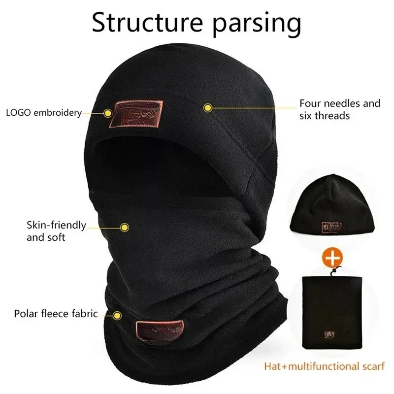 Winter Warm Outdoor Fleece Hat Scarf Thickened Autumn Winter Men Women Coldproof Warm Cycling Mountaineering Riding Mask Set