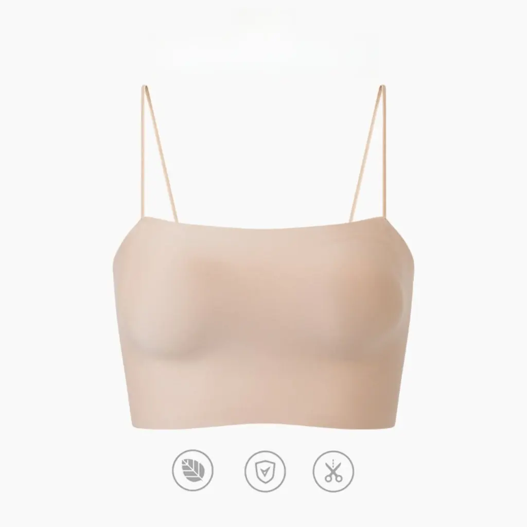 

Tangge Silk Strapless Vest Summer Thin Traceless Silk Base Small Sling Back Underwear with Chest Pad for Women
