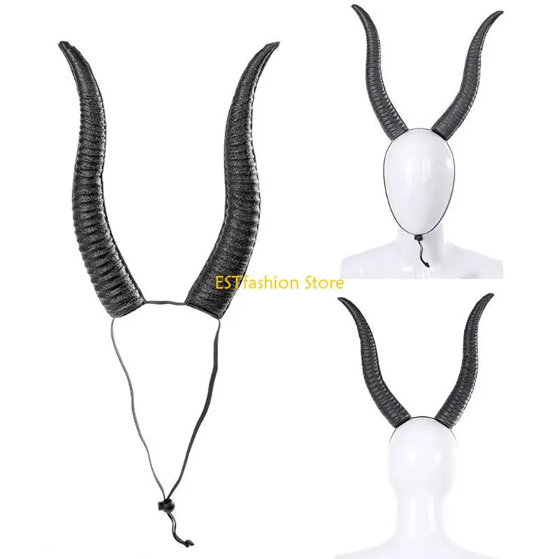 Y5GC Women Sheep Horn Headdress Adjustable Headbands for Halloween Party Christmas for Creative Carnival Hair Accessories