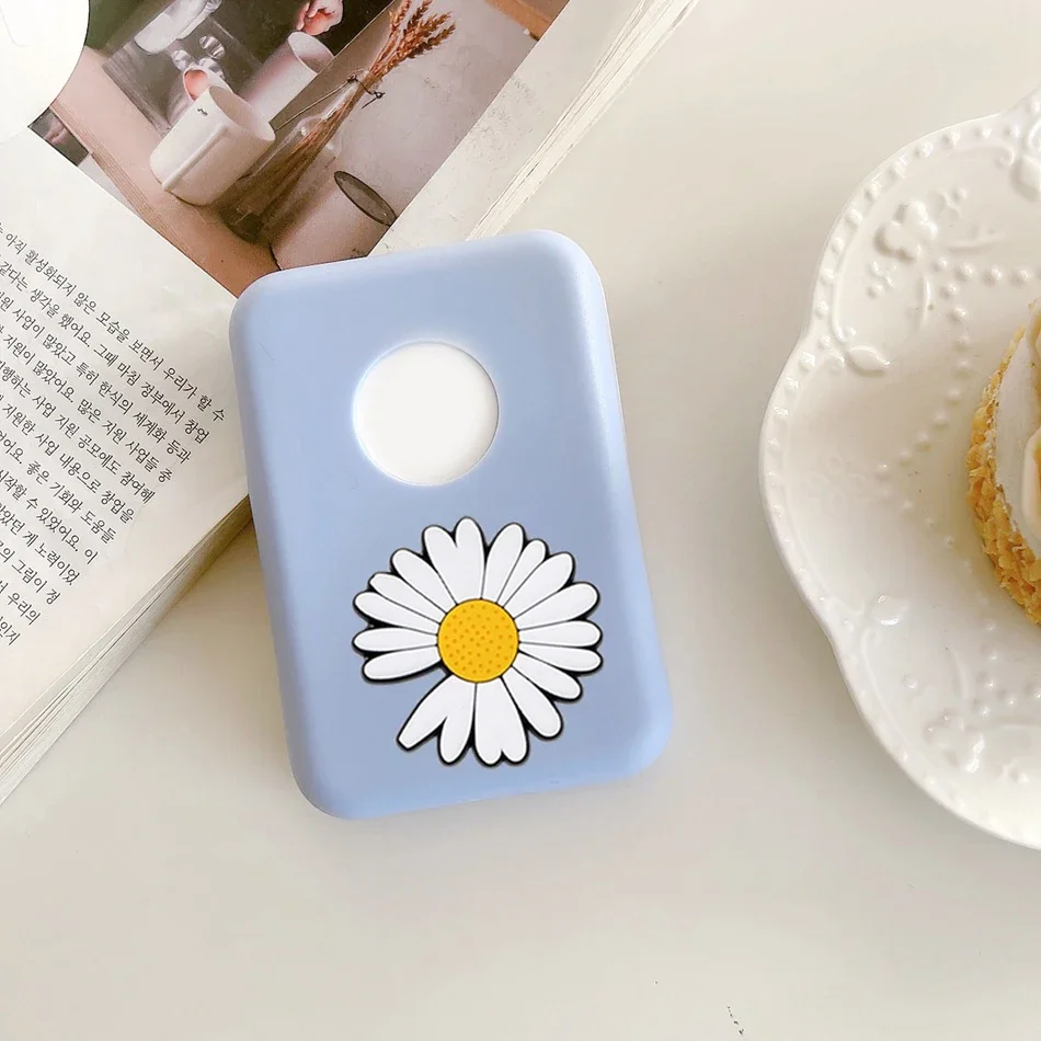 Cartoon Case For Magsafe Battery Pack Case Cute Korean flower For iPhone 12 13 Pro Max Wireless Charger shell TPU Protect Cover