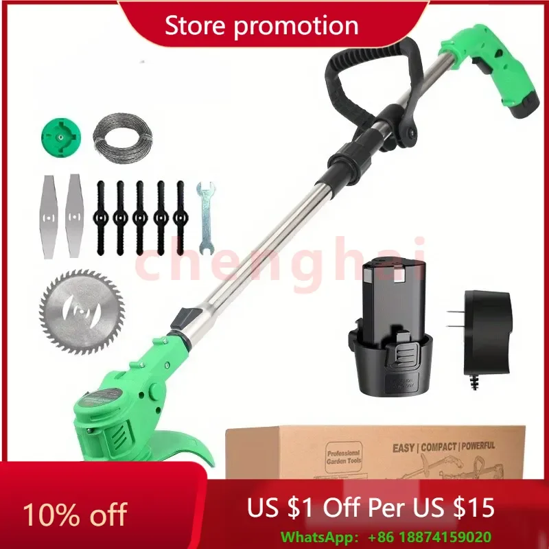 

12V Cordless DIY Lawn Mower Electric Grass Trimmer with Folding Handle Good for Garden Cutting with Batteries