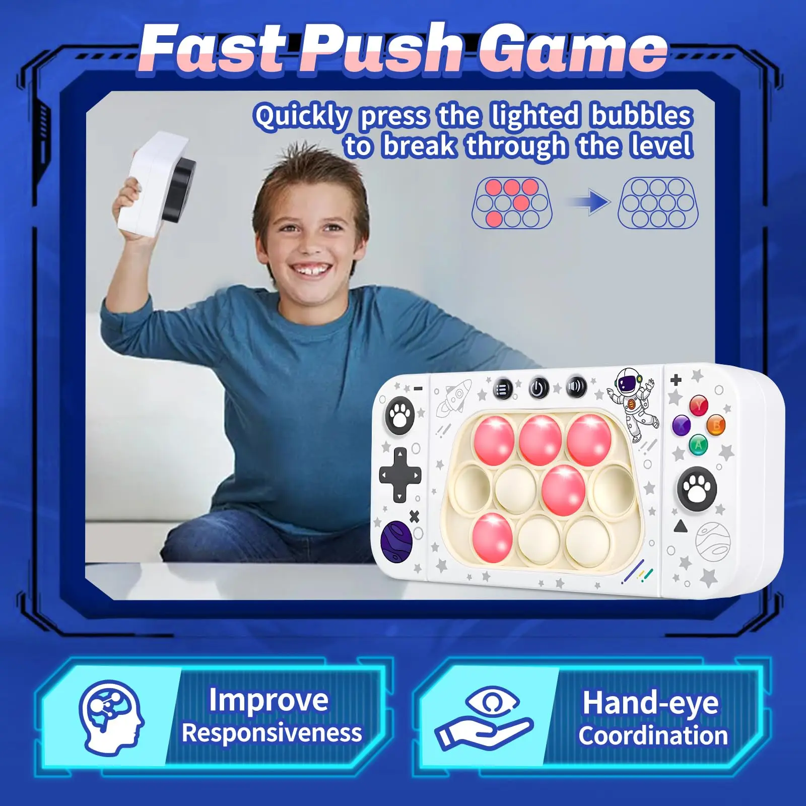 Upgraded Electronic Pop-Push Childrens Controller Fitt Toy Pinch Quick Push Game Whac-A-Mole Toy Sensory Toys Christmas Gifts