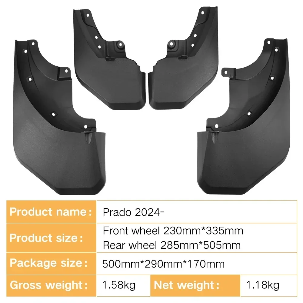 4Pcs Car Mudguards Are Suitable for Toyota Prado 2024 Car Tire Soft Rubber Mudguards Car Protection Accessories