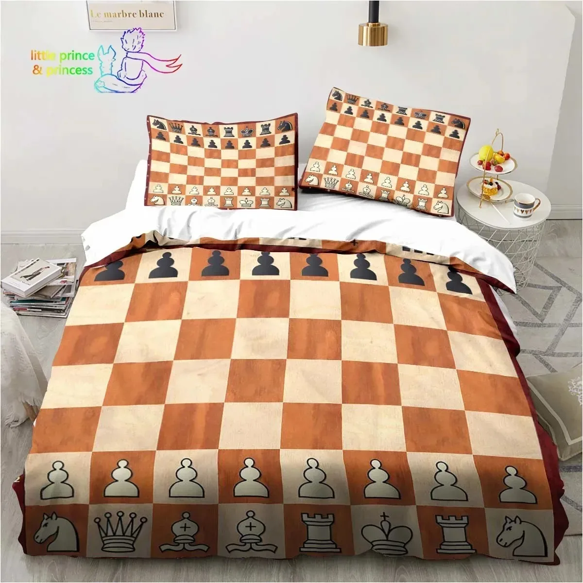 Funny Chess Board Bedding Set Single Twin Full Queen King Size Bed Set Adult Boy Bedroom 3D Printed Bedding Gift