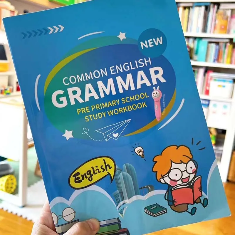 Gramática inglesa común, libro de aprendizaje para escuela preescolar, libro de trabajo de estudio