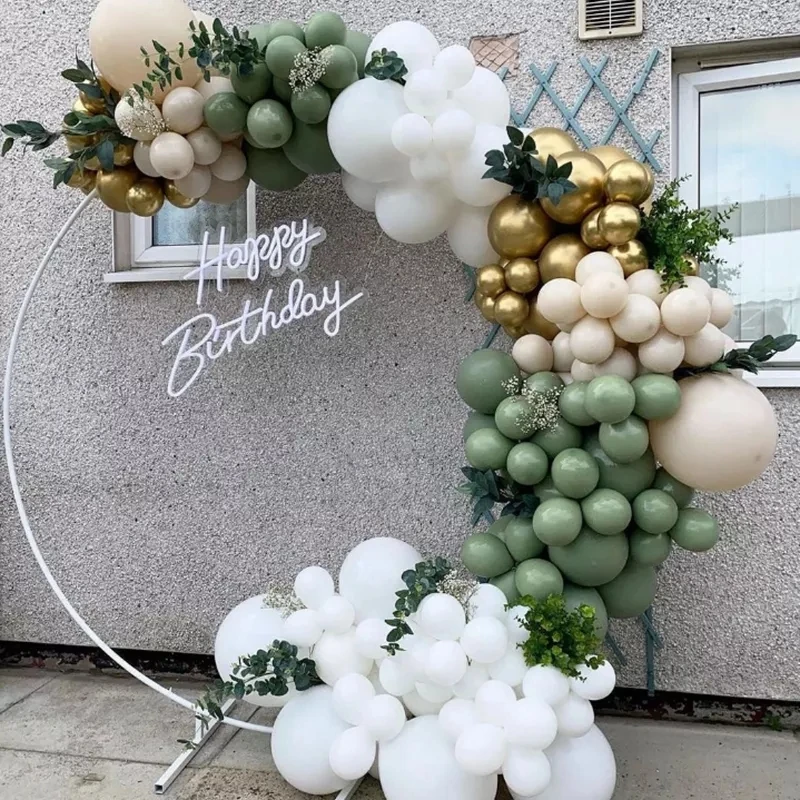 134pcs Retro Avocado Green Balloons Garland Arch Kit White Metal Gold Latex Globos Wedding Birthday Party Decoration Baby Shower