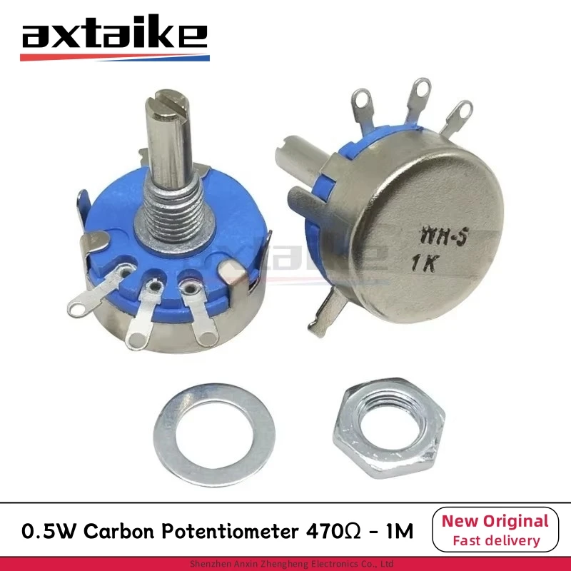 

5PCS 0.5W 470Ω - 1M Carbon Potentiometer WH5-1A 470R 1K 1.5K 2.2K 4.7K 10K 22K 47K 100K 220K 470K Ohm Variable Resistor 4K7 2K2