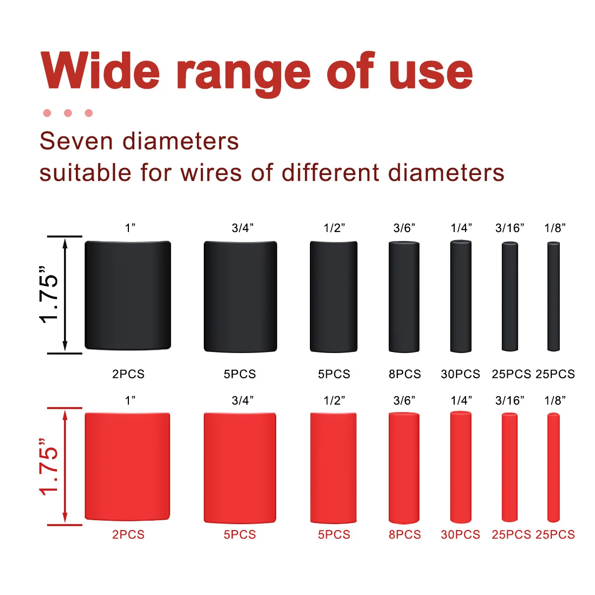 Tubi termorestringenti 3:1 con colla interna Avvolgicavo elettrico Kit tubo termorestringente isolante fisso facile da collegare Nero Rosso