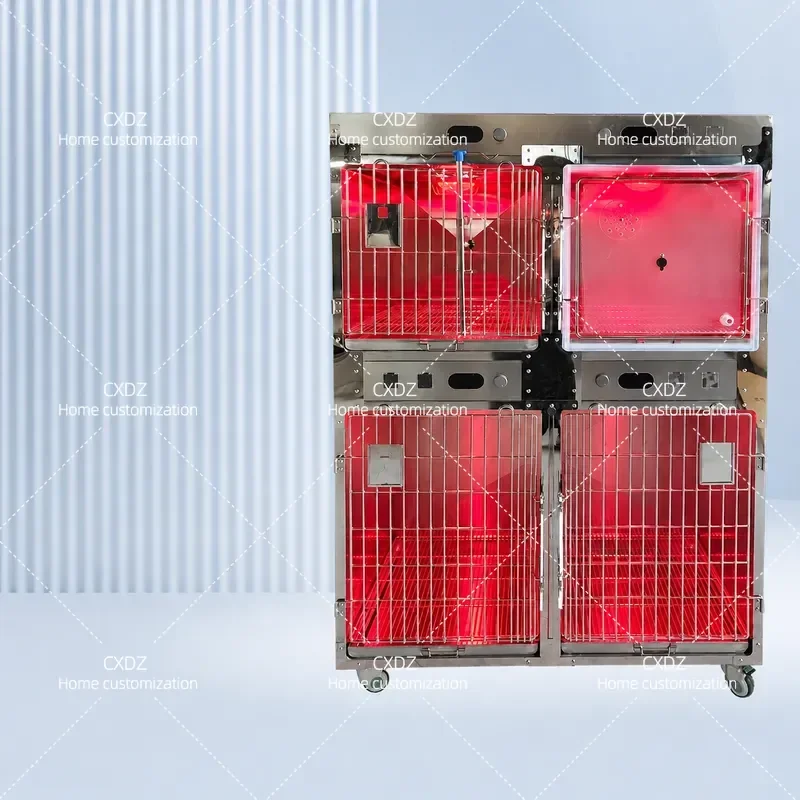 304 Stainless Steel Oxygen Chamber for Pet Hospital Large Dog Cage Thickened Upgraded Spacious Moisture Proof Corrosion