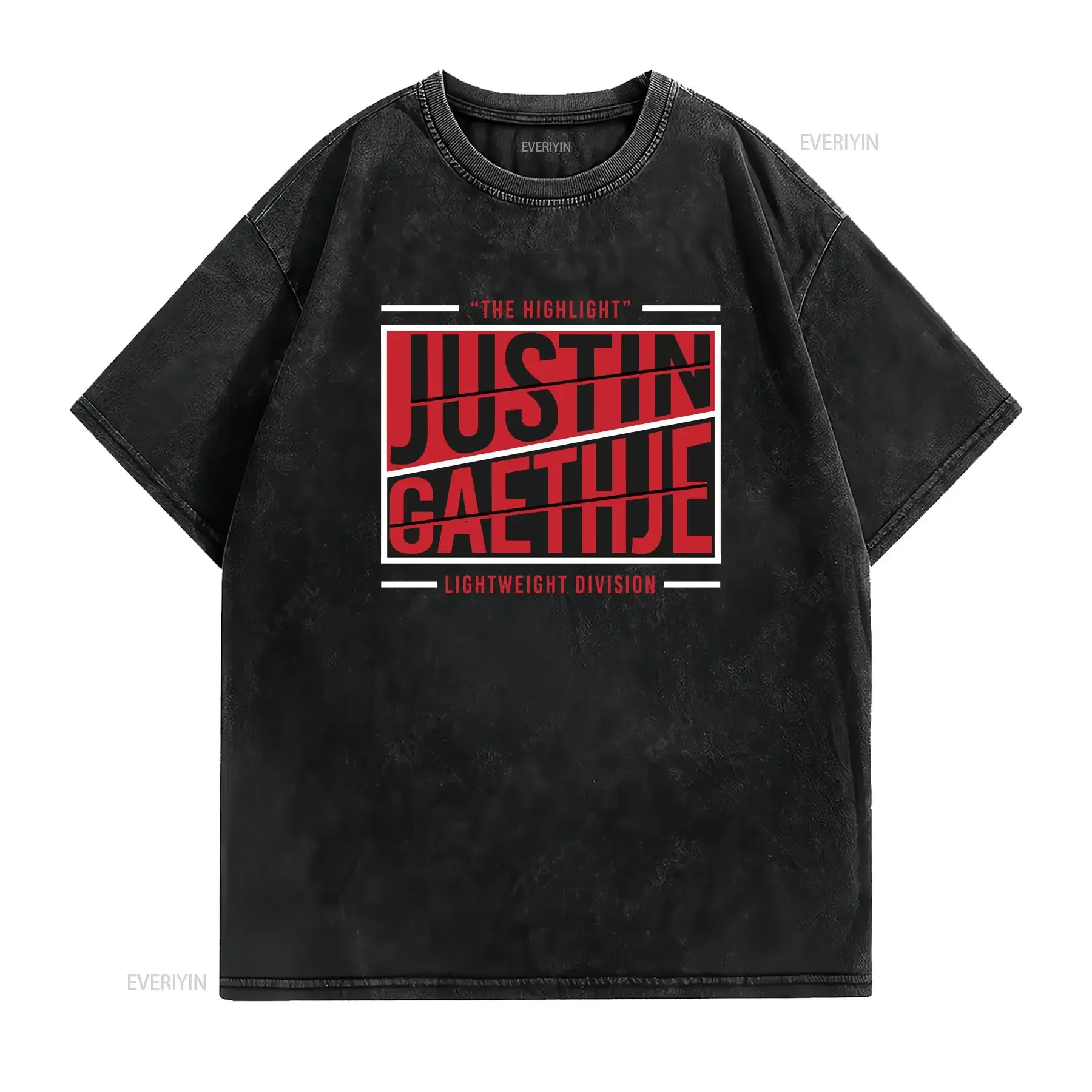 Justin Gaethje The Highlight Fighter Wear T Shirt vintage Washed homme Comfortable Versatile Casual Top For Everyday Wear
