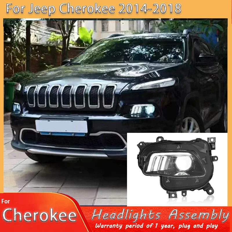 

Светодиодные фары для Jeep Cherokee 2014-2018, полный комплект светодиодных фар с проекционными линзами, аксессуары для автомобиля