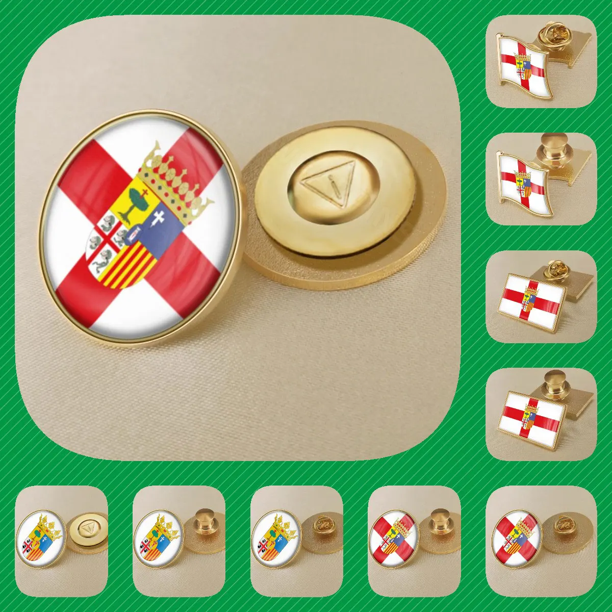 Zaragoza Province of Spain Flag Lapel Pins Broochs Badges