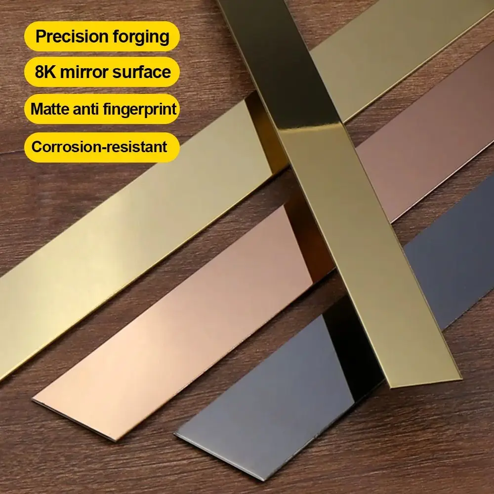 Self-adhesive Metal Molding Trim Mirror Edging Stainless Steel Edge Banding Strip Waterproof Decoration Line Background Wall