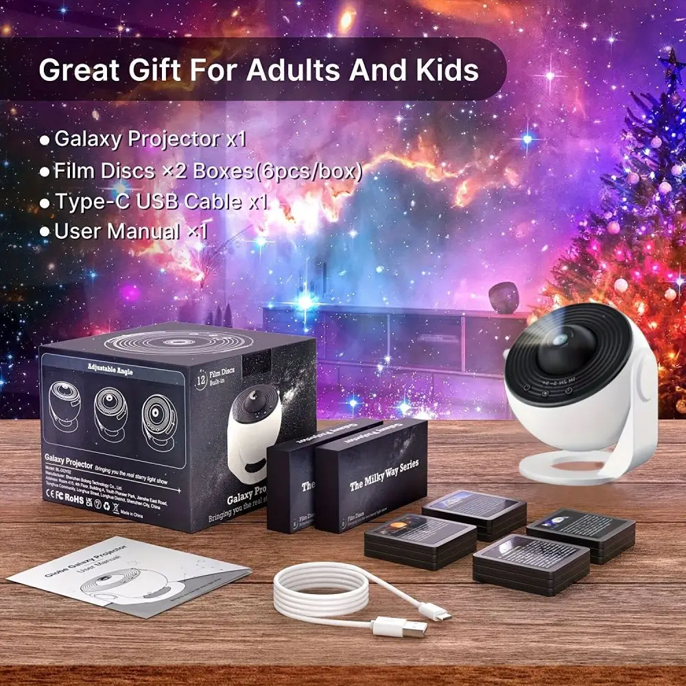LED Table Lamp 12 Films 360° Rotate Planetarium Lamp Night Light Galaxy Projector Valentines Day Gift Wedding DecorXmas Gifts