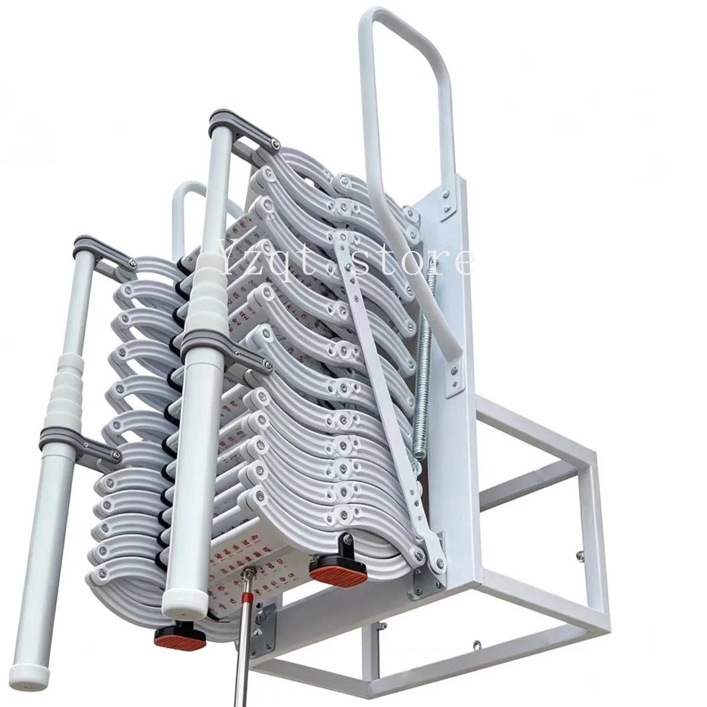 Attic retractable ladder, foldable attic staircase, heavy-duty wall-mounted retractable fire ladder, for residential villas