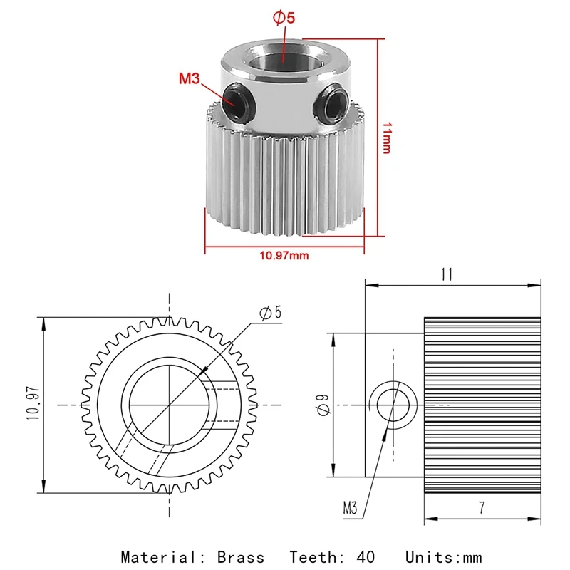 15Pcs Extruder Wheel Gear 3D Printer Parts 36 Teeth Gear for CR-10, CR-10S, S4, S5, Ender 3, Ender 3 Pro