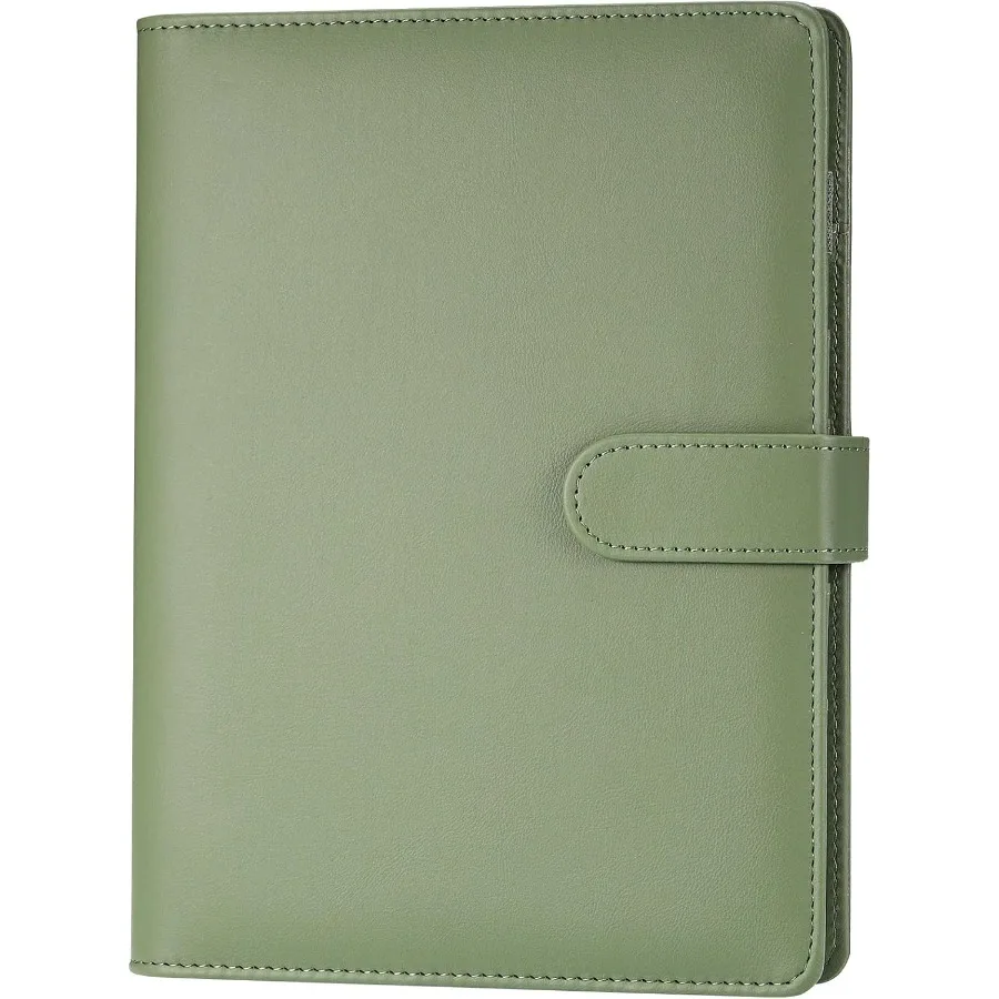 A5 PU Leather Ring Binder Refillable 6 Ring Cover for A5 Filler Paper Budget Binder Notebook Binder Pockets for Travel Work Inn