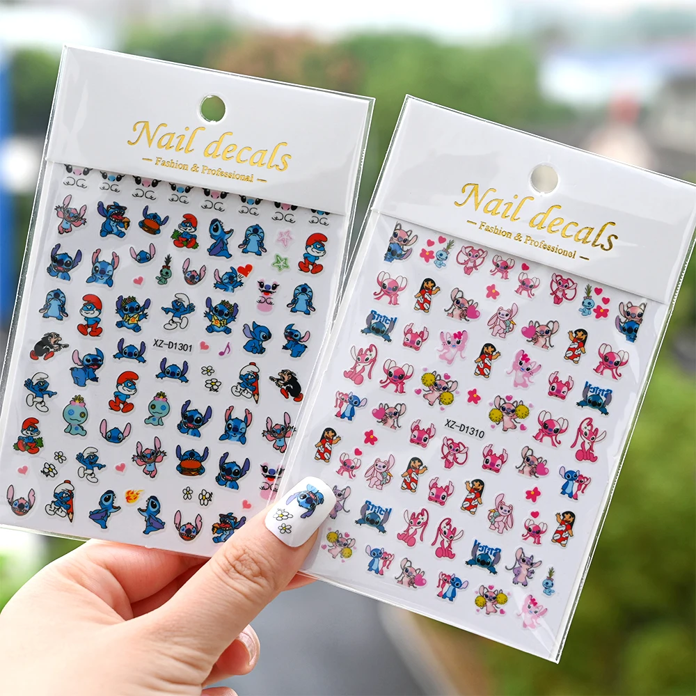 Autocollants 3D Mininstants dessin animé CAN o & Stitch pour ongles, 1 pièce, 10x8cm, design Kawaii, nail art, décoration, décalcomanies, mignon, DIY, souhaits on N64.stickers