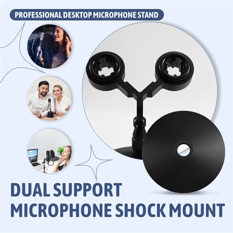

ABMF-Dual Microphone Installation Universal Microphone Stand Support Microphone Shock Mount