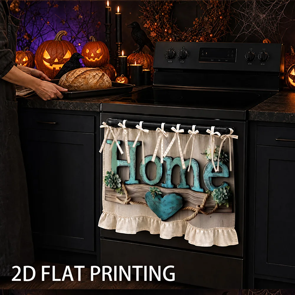 1PC kitchen stove curtain, cabinet curtain, and apron. Features a 2D graphic print design with heart motifs and succulent floral