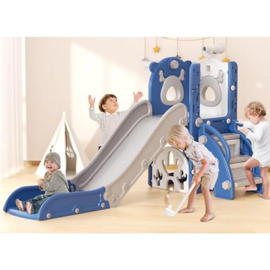 

Игровой комплекс 7 в 1 для малышей: горка, скалодром, баскетбольное кольцо и мяч. Игровая площадка для малышей для дома и улицы.