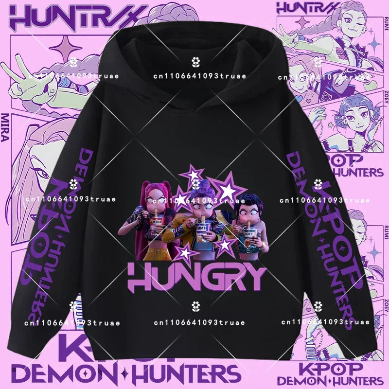 2026 الأولاد رداء علوي غير رسمي الخريف/الشتاء طويلة الأكمام الكرتون طباعة Kpop شيطان الصيادين الأطفال مقنعين البلوز الفتيات قميص رياضي #3