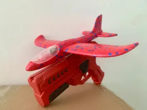 Glowing Foam Aircraft 10M Launcher Catapult Glider Aircraft Gun Mainan Permainan Luar Ruangan Anak-anak Model Gelembung Menembak Terbang Bundaran 8 peluncur pesawat penjualan terbaik - №