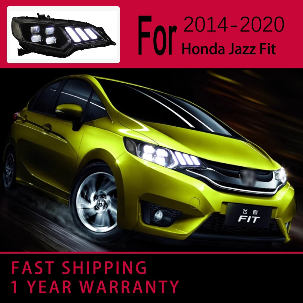 Car Lights for Honda Jazz Fit Headlight 2014-2020 Fit Head Lamp Drl Projector Lens Automotive Accessories