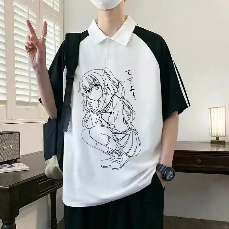 

Charlotte Lapel T-Shirt Men Anime Merchandise Yousuke Ebisaka Nao Yurina Polo Shirt