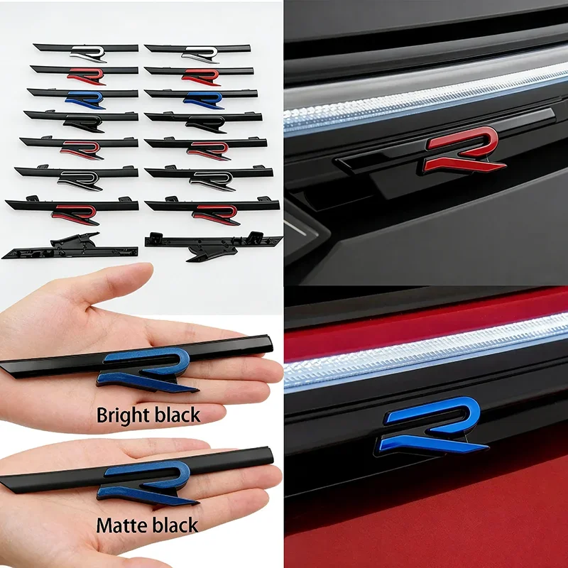 ABS Car Front Grille Emblem For Volkswagen VW Rline Badge Golf 8 Tiguan Passat Polo GTI Touareg Beetle Touran MK5 Accessories