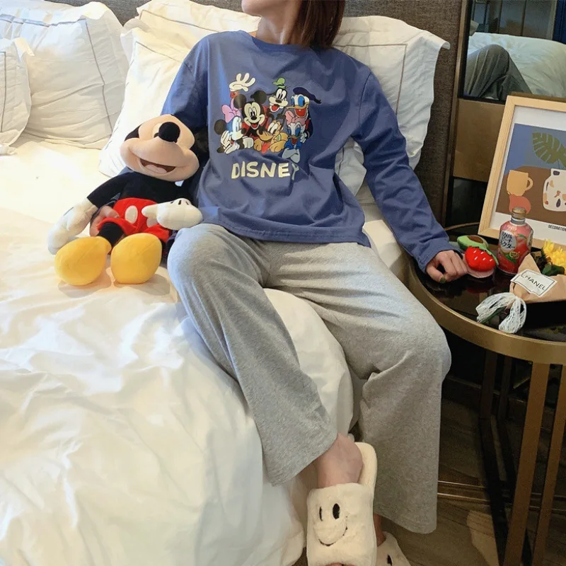 Women Disney Mickey Pajamas Pyjamas Set Sleepwear Pijama Cute Pajamas Suit Female Sleep Two Piece Set Lady Loungewear Plus Size