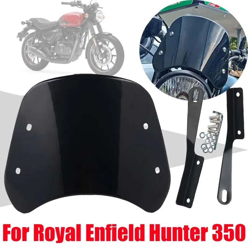 ل RoyalEnfield Royal Enfield Hunter 350 دراجة نارية الملحقات الرجعية الزجاج الأمامي الرياح شاشة منحرف غطاء حماية #2