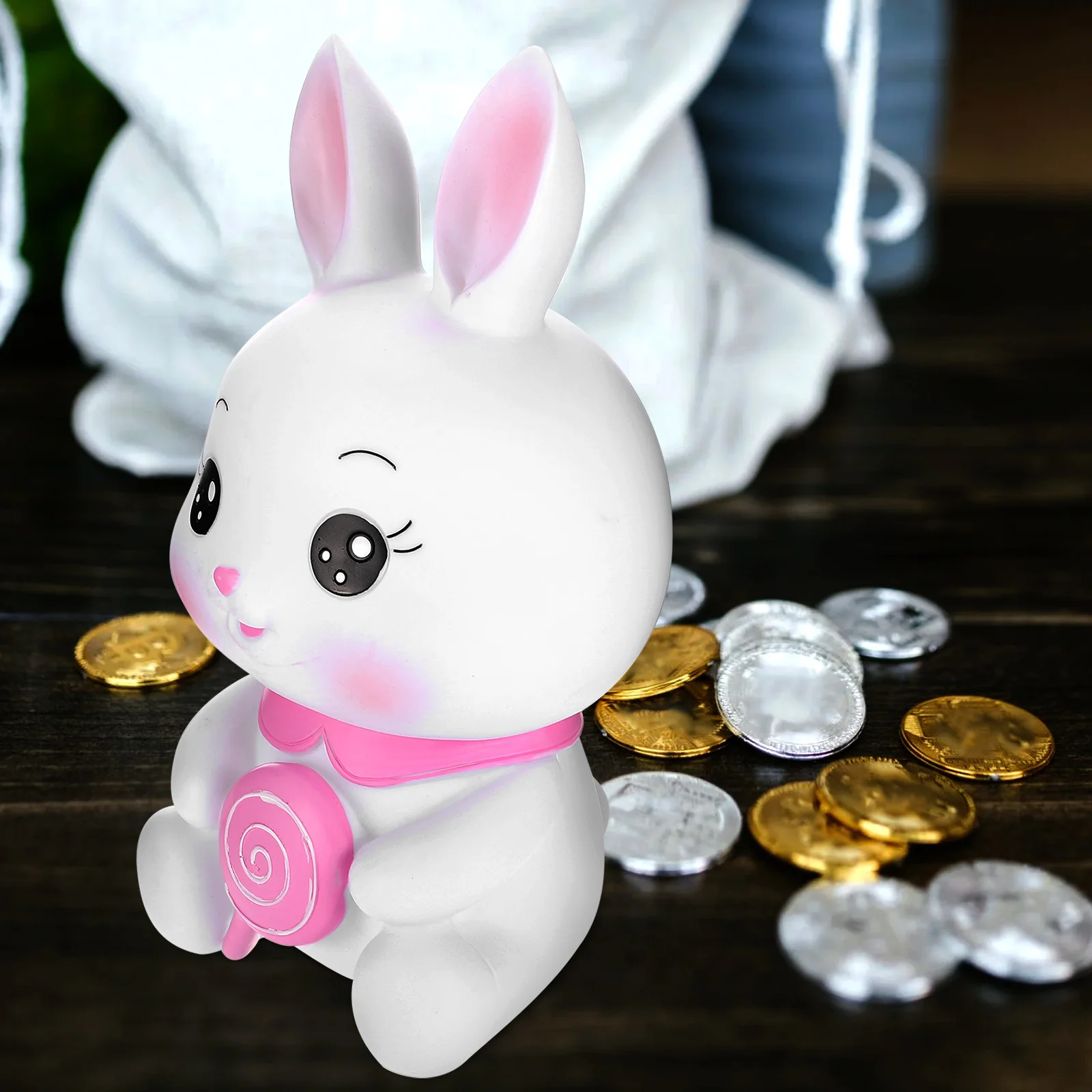 Anti-Drop Vinyl Coin Bank Bunny Piggy Bank For Kids Money Saving Box Desktop Decoration Cartoon Container Home Saving Box