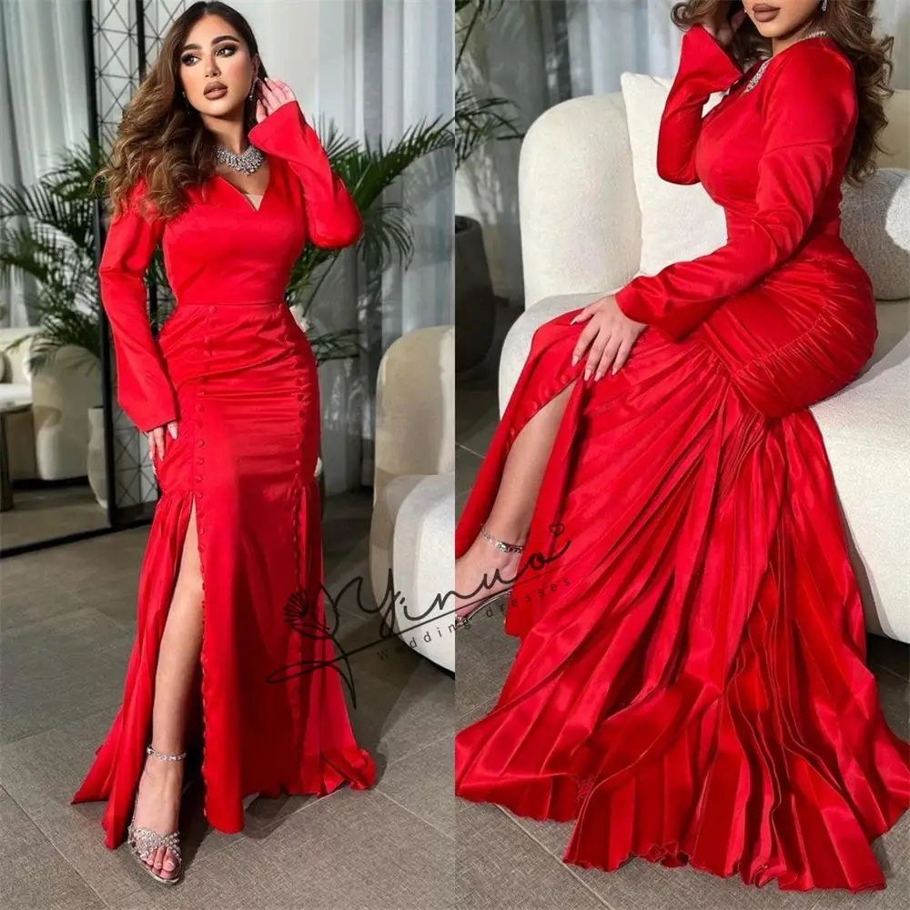 customized  Sexy V-neck Sheath Quinceanera Fold Draped Chiffon Occasion Evening Gown vestidos para mujer elegantes y bonitos