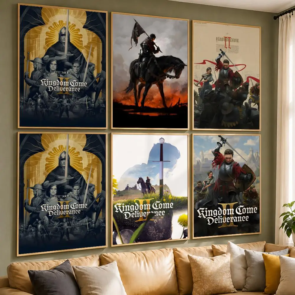 Super Game K-Kingdom Come: Deliverance 2S Poster Vintage Retro Anime Poster Stickers Peel and Stick Wall Art Home Decor