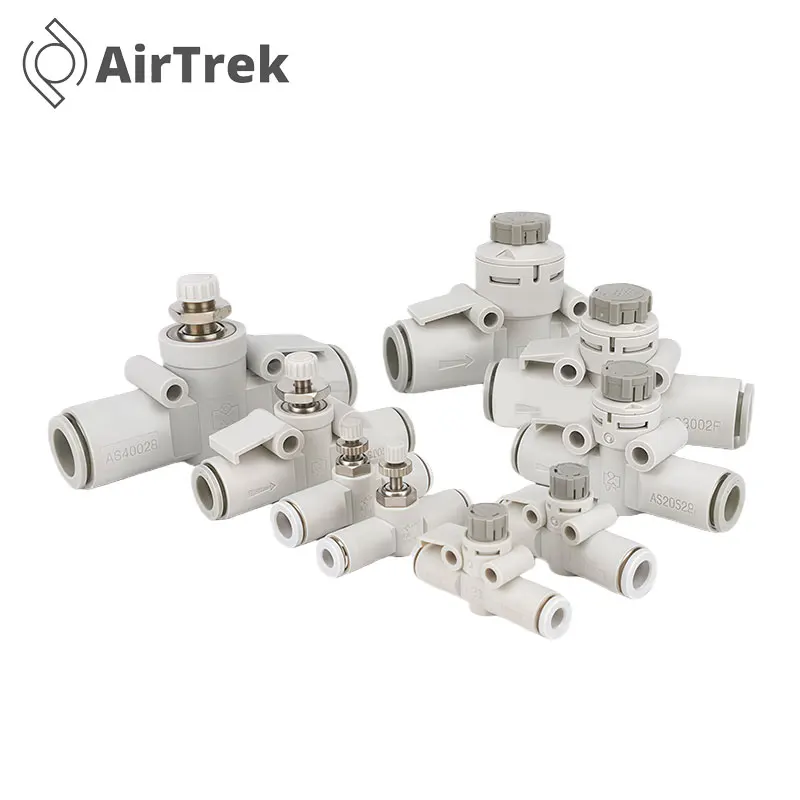 Graduated Pipeline Throttle Valve AS1201F-M5-04A,Pneumatic PipelineSpeed Control Valve AS2201F-01-06SA/08