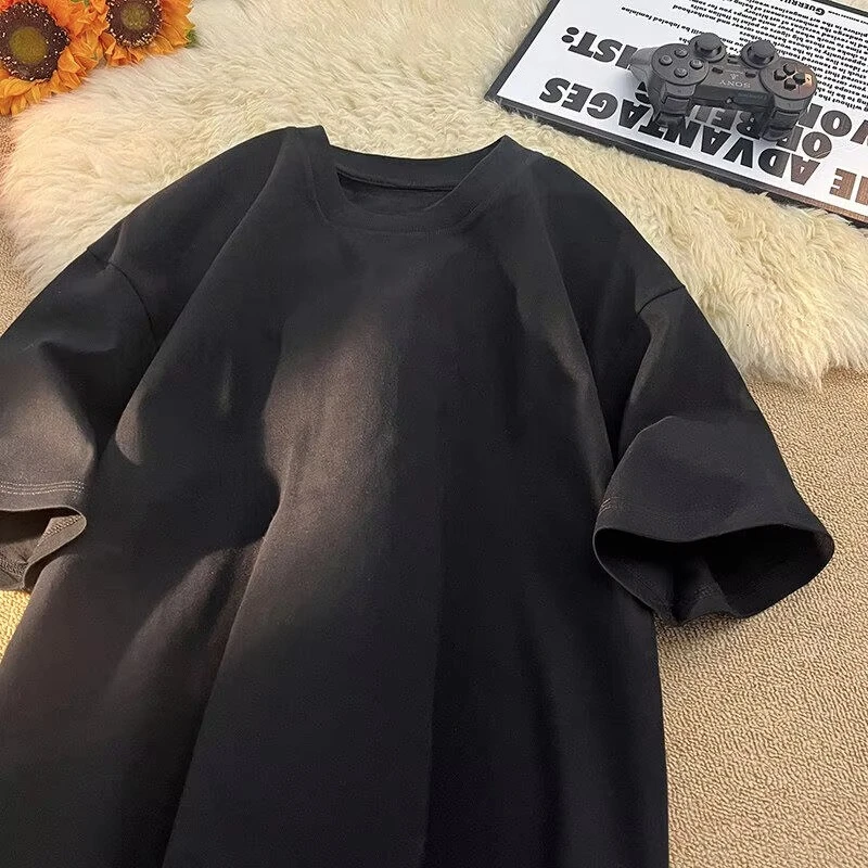 تي شيرت صيفي 100% من القطن الخالص للرجال والنساء رياضي غير رسمي فضفاض ناعم بأكمام قصيرة ورقبة دائرية مريح وقابل للتنفس #3