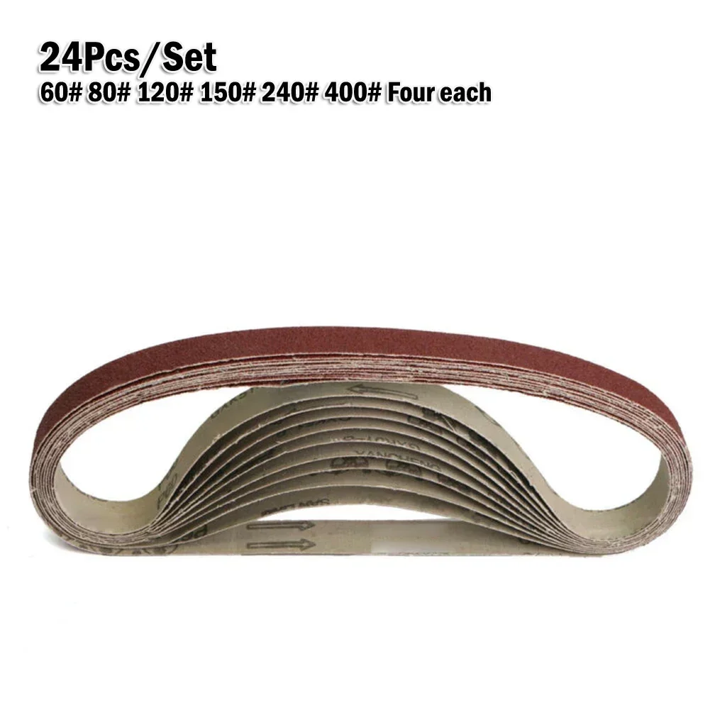 24pcs 25x762mm Sanding Belts Aluminum Oxide 60# 80# 120# 150# 240# 400# Grinding Polishing Sander Sandpaper Abrasive Tools