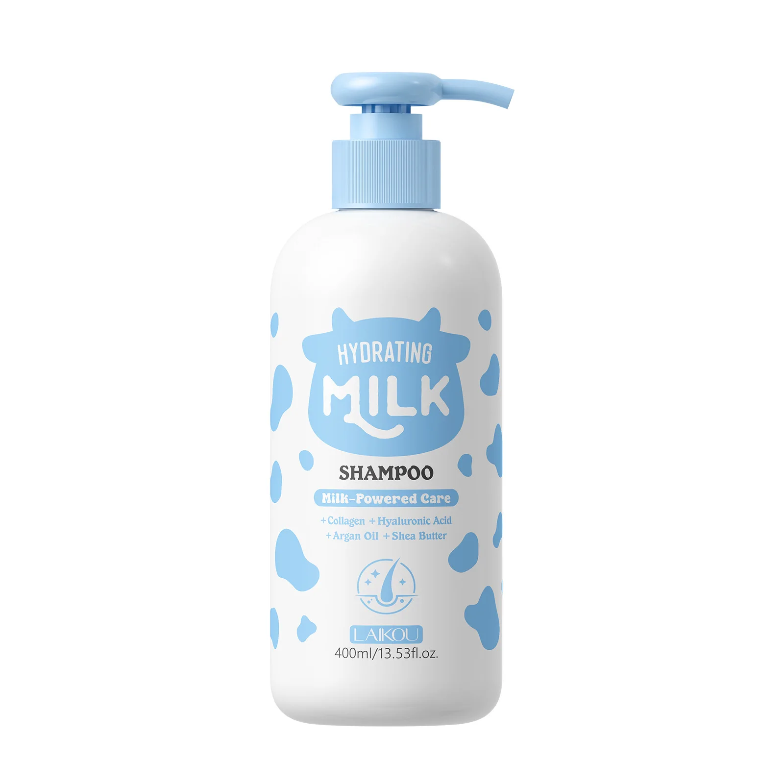 

LAIKOU Milk Smoothing Shampoo 400ml, Hydrating Moisture Lock for Dry Hair, Nourishing Hair Care for Women Men Family Use
