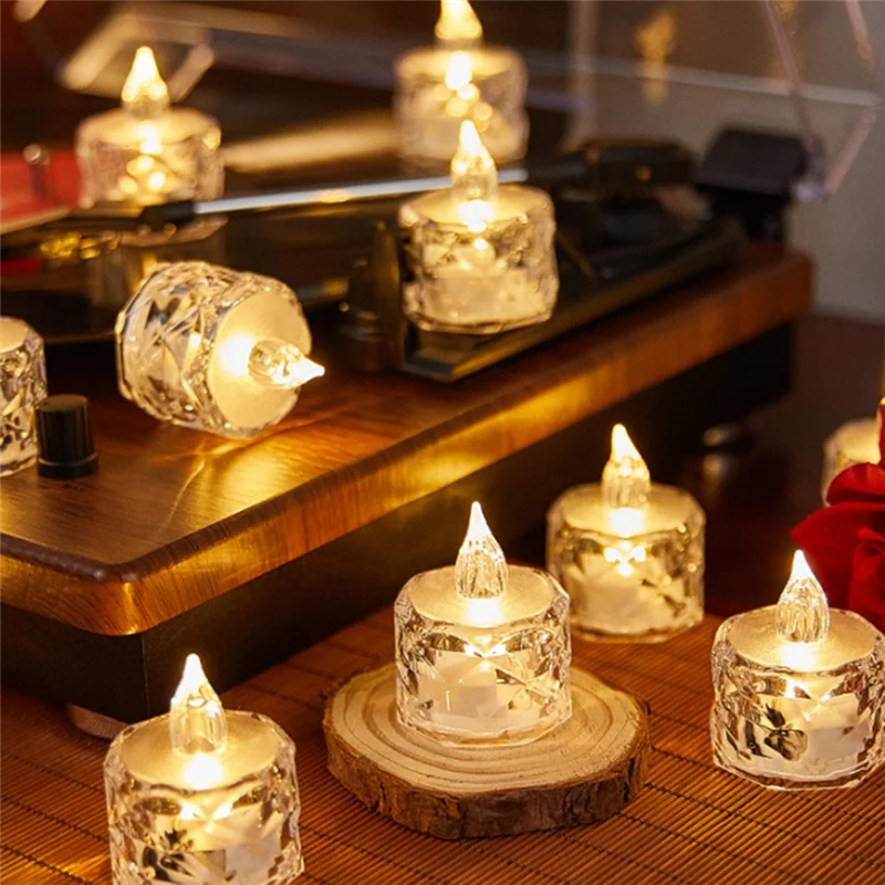 ABJY-24 Pcs Led Tealight Candles Battery Operated Smokeless Candle Lamp For Valentines Weddings Dining Tables (1.42*1.97In)
