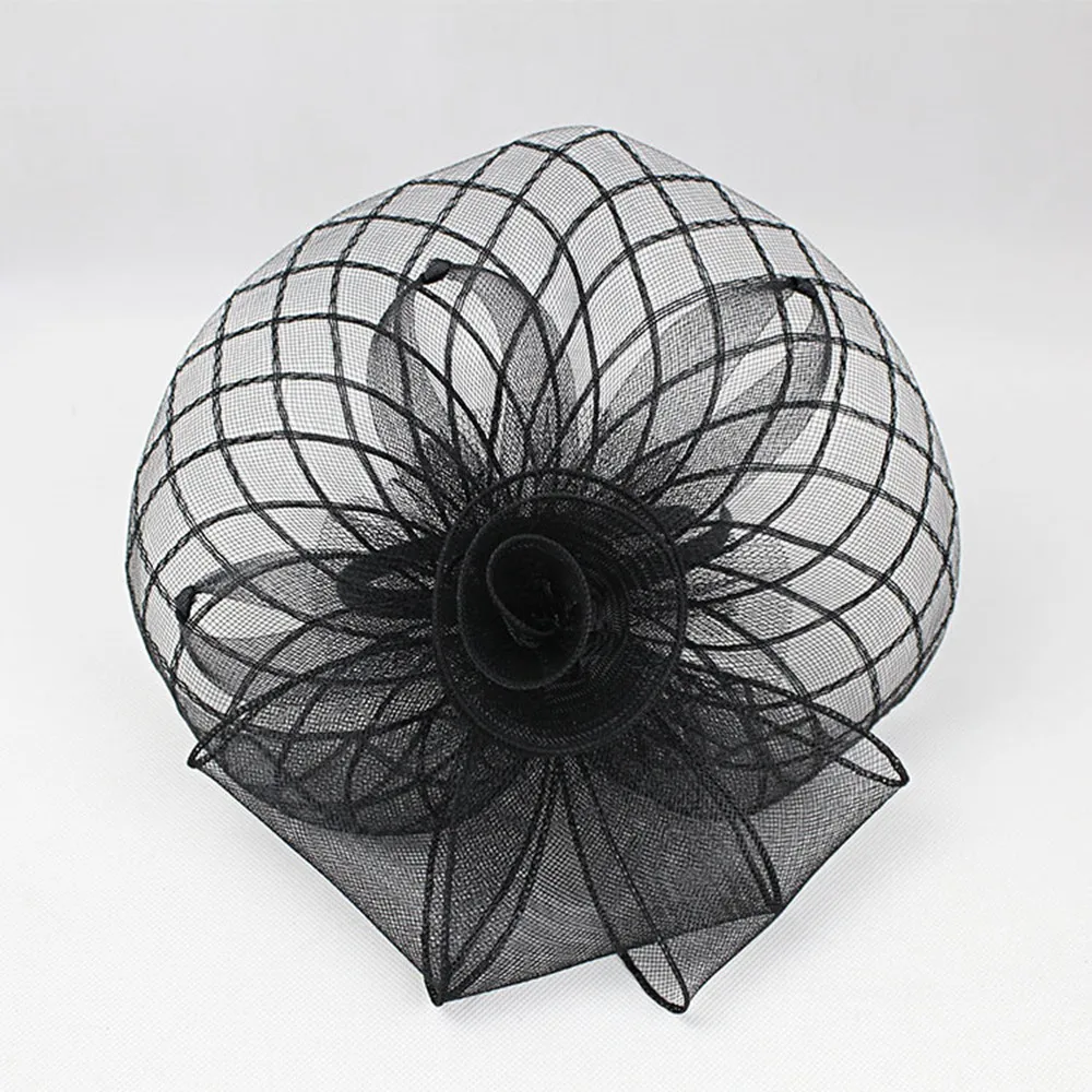 Women Bridal Fascinator Hat with Grenadine Organza Flower Headband Ladies Kentucky Derby Cocktail Tea Party Headwear